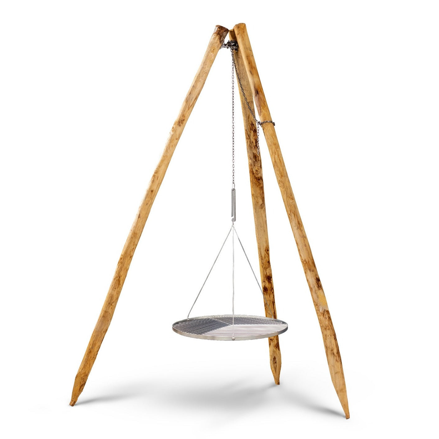 Driepoot BASALE. | Houten driepoot BBQ + RVS grillrooster | Combideal ...